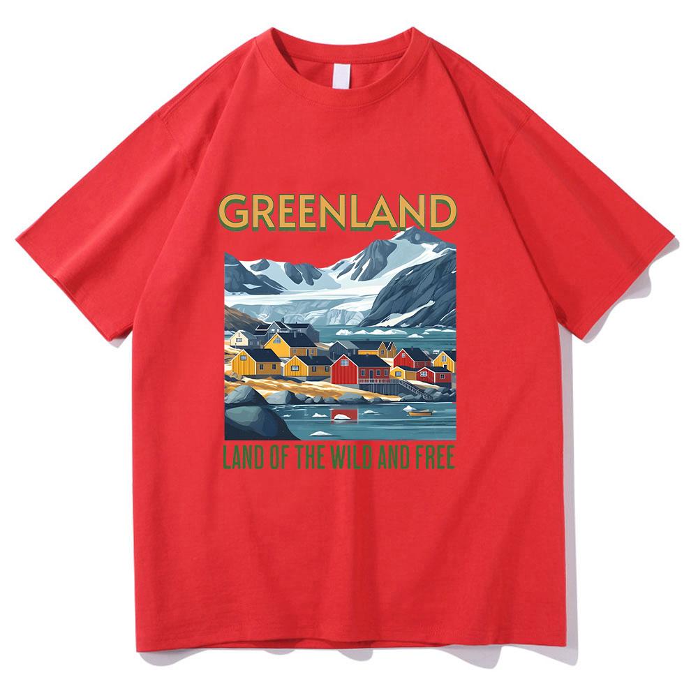 Greenland T-shirt Greenland Land of The Wild and Free Graphic Tee Cotton Unisex Crew Neck Short Sleeve Clothes