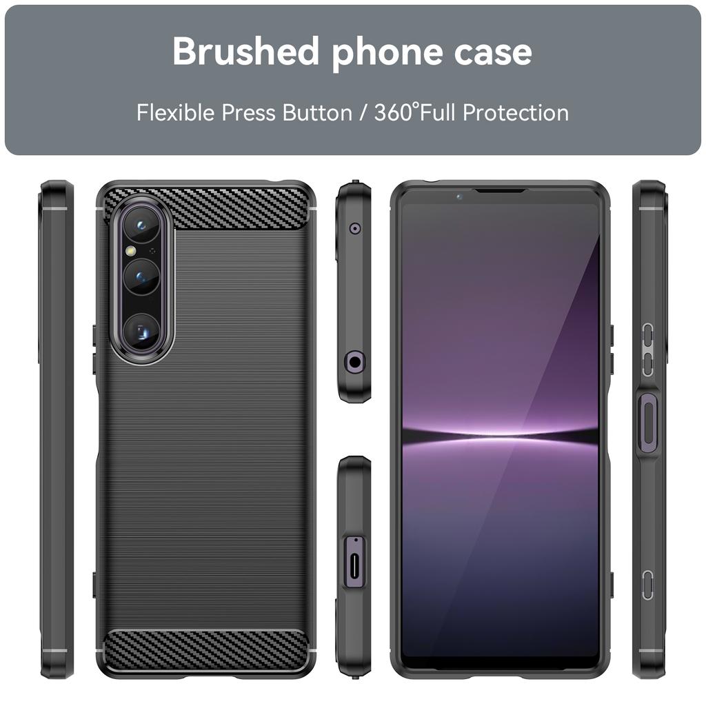For Sony Xperia 1 V Brushed Phone Case Carbon Fiber Texture Phone Shell Mobile Phone Cover