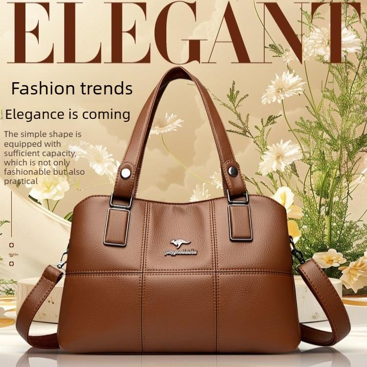 Soft Leather Splicing Large-capacity Handbag Women's Shoulder Bag