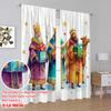 2pcs,2D plane printing Curtains Three Wise Men with Gifts Polyester (without rod) Holiday for Various Room Types