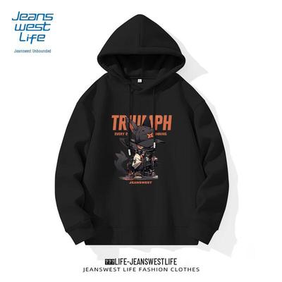 JEANSWEST LIFE Men's Hooded Sweatshirt with Cool Cat Print