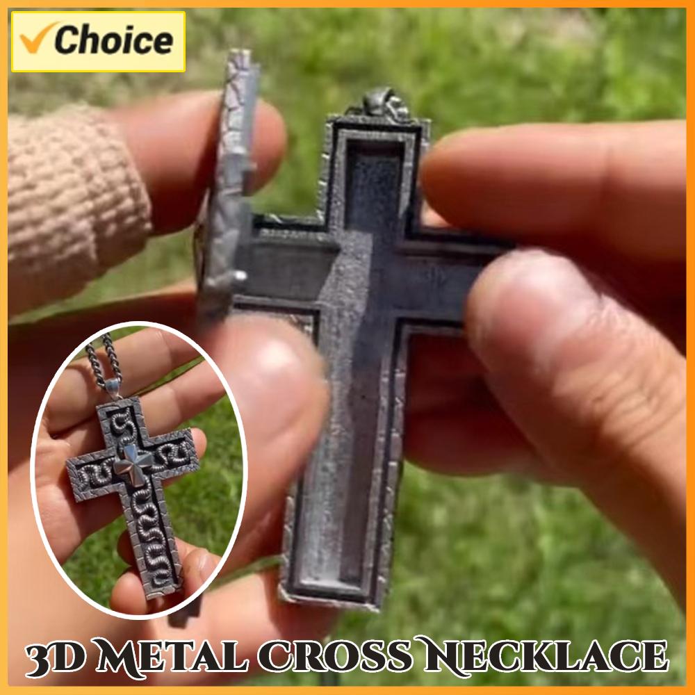 1/2/3PCS 3D Metal Charm Cross Shaped Necklace Pendant Vintage Squid Cross Necklace with Secret Compartment Fashion Jewelry Gifts