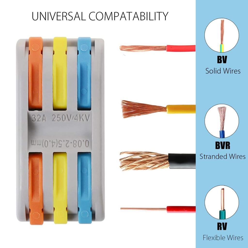 10 ks Mix 2/3 vodičových kompaktních spojovacích konektorů s barevnými, 2obvodové řadové spoje, 28-12 AWG