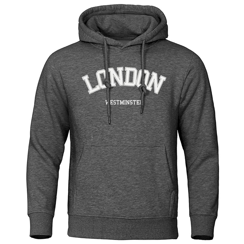 London Westminster Street Letter Printing Mans Clothing Fleece Soft Hoodie Autumn Oversize Hoodies Sports Hoodies