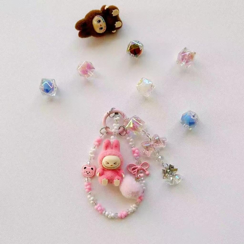 Plush Mini Labubu Phone Chain Backpack Pendant Keychain Gift Cute