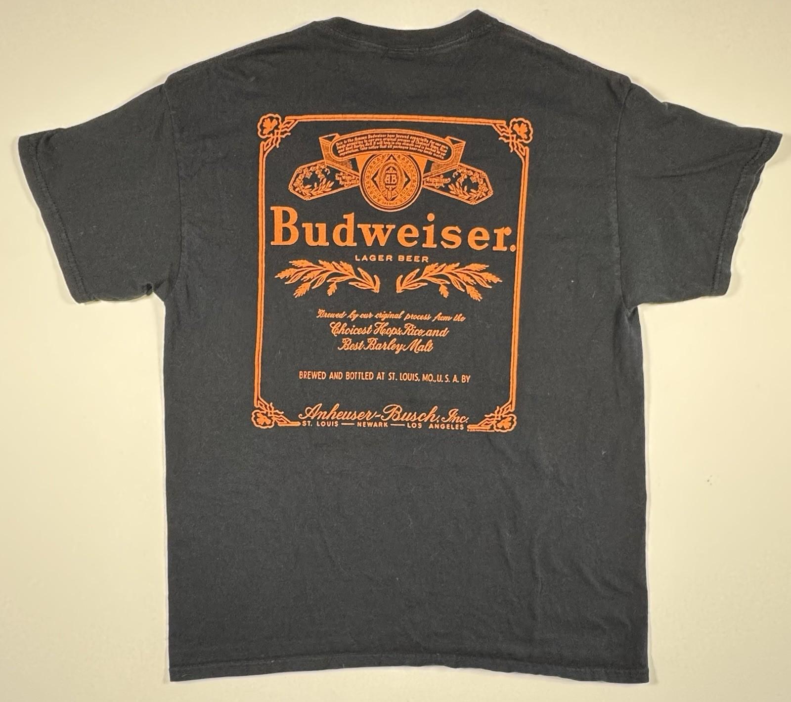 Budweiser Men’s Medium Black Junk Food Tees Beer Logo USA Unisex T-Shirt XXXXL