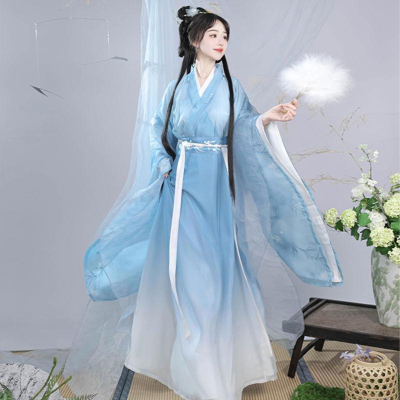 Chinese Wei And Jin Dynasty Style Hanfu, Waist-length Top And One-piece Skirt Women's Suit