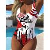 Costume da Bagno Intero Estivo Sexy con Stampa Vintage, Vestibilità Aderente e Modellante, Schiena Profonda a U, Costume da Bagno alla Moda Accattivante per Spiaggia, Piscina, Vacanze