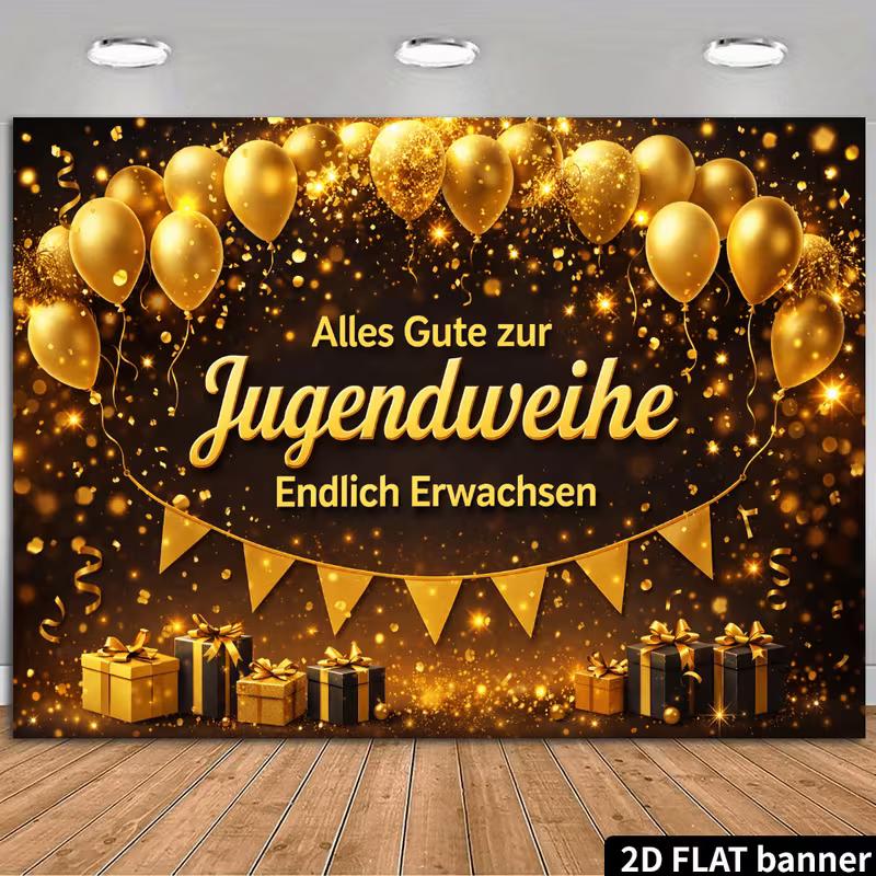 2D Elegant German Coming-of-Age Celebration Party Backdrop Photo Banner 47.2x31.5inch/120*80cm