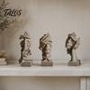 Talos 3Pcs Abstract Silent Figure Sculpture Set, Minimalist Art Desk Decor with Finger-to-Lips, Cover-Eyes & Chin-Rest Poses, Resin Statues for Living