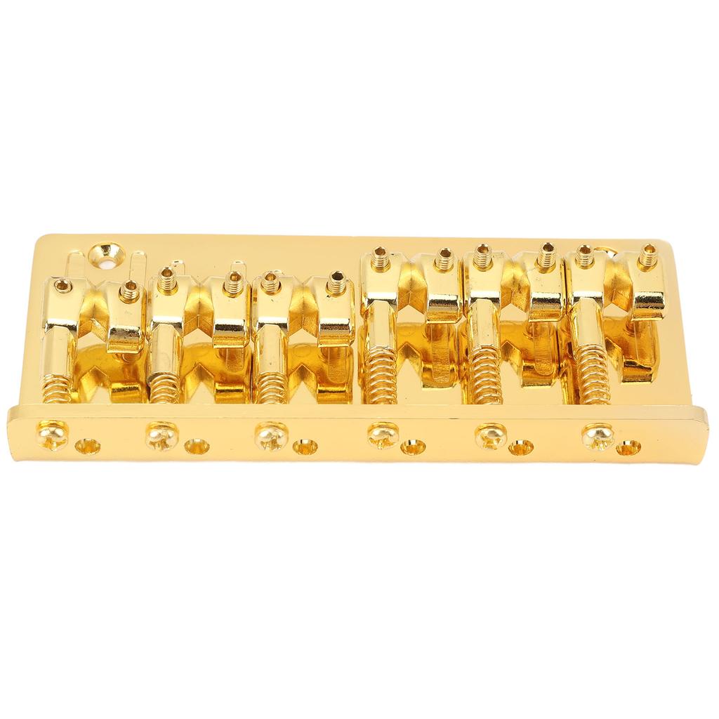 Bass Bridge Zinc Alloy Fixed Type 6 String Electric Bass Bridge Replacement for Practice Gold