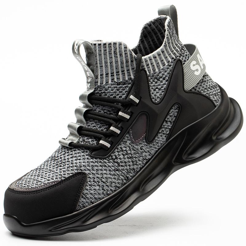 Zapatos a prueba de trabajo para hombre, antigolpes, antiperforación, transpirables, protectores de seguridad, zapatos antideslizantes suaves que absorben los golpes