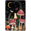 YOYI ART Cute Mushroom Wall Decor Sign - Vintage Metal Tin Sign for Bedroom, Bathroom, Cottage Enchanted Forest Room, Kitchen Wall Decor Art