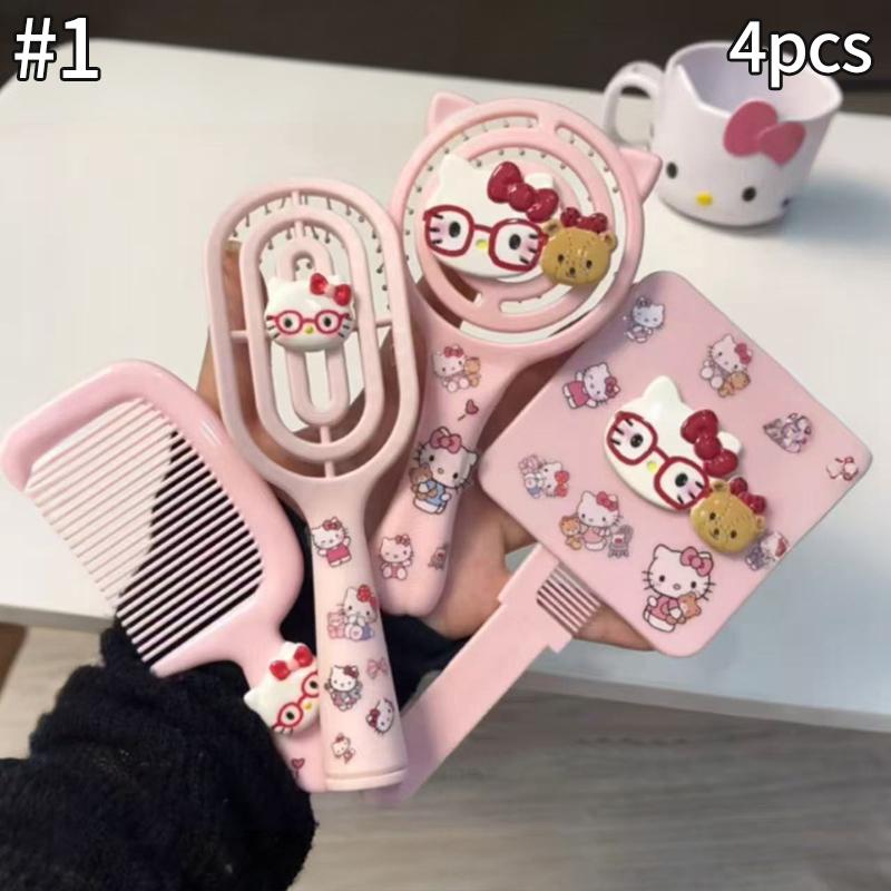 4pcs/set Makeup Mirror  Comb Curly Hair Styling Comb Set Women Girls   Portable Travel Hair Comb Set