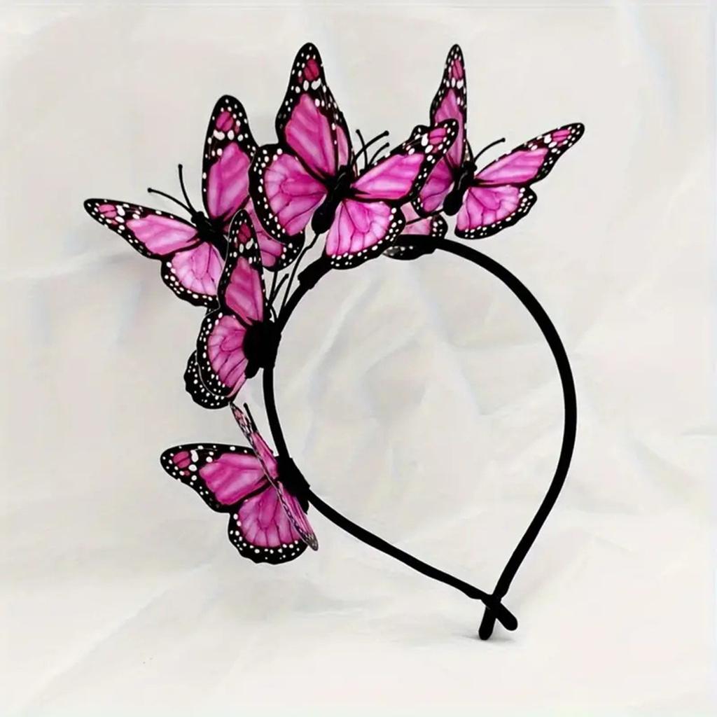 Yousheng Women Headband Colorful Butterflies Decor Bridal Hair Band Parties Cosplay Halloween Hair Accessories