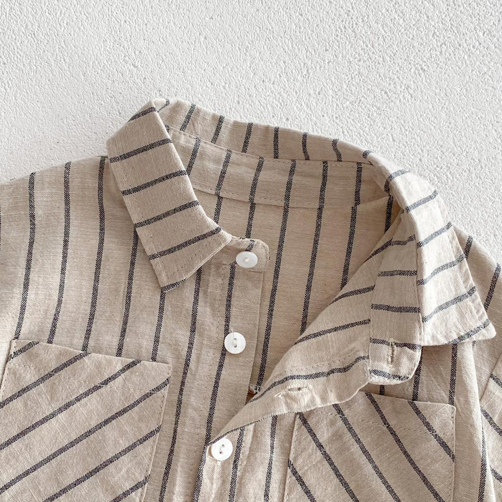 Kinder Sommer Freizeit Bequemer Anzug Kurzarm Revershemd + Shorts Karomuster Dünnes Zweiteiler-Set