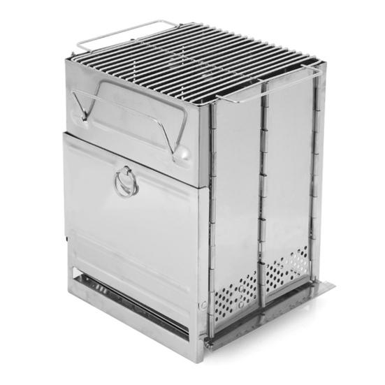 

Складана туристична пічка для спалювання дров, решітка з нержавіючої сталі, багатопаливна, пічка для бекпекінгу, легка, складана, для приготування їжі на відкритому повітрі, для піших походів, кемпінгу срібний