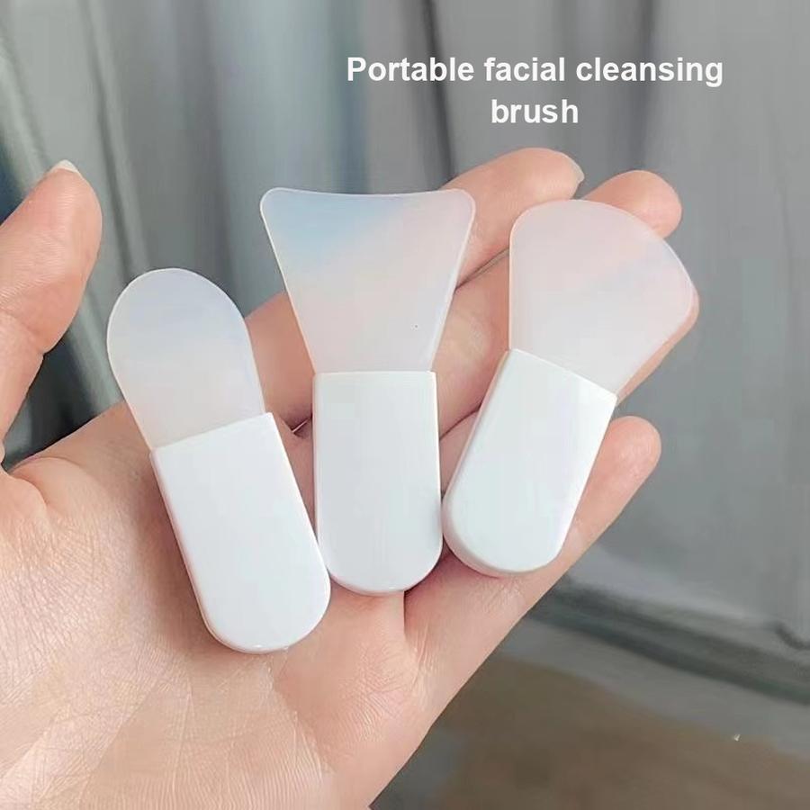 2 Pcs Mini Silicone Facial Mask Brush Handle with Soft Head, Single Pack, Short Handle Application Cosmetic Brush for Face Beauty Tool
