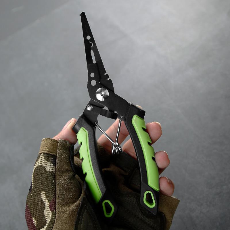 Selco Fishing Pliers Non Slip Handle Multi Tool Hook Remover with Line Cutter Split Ring Opener