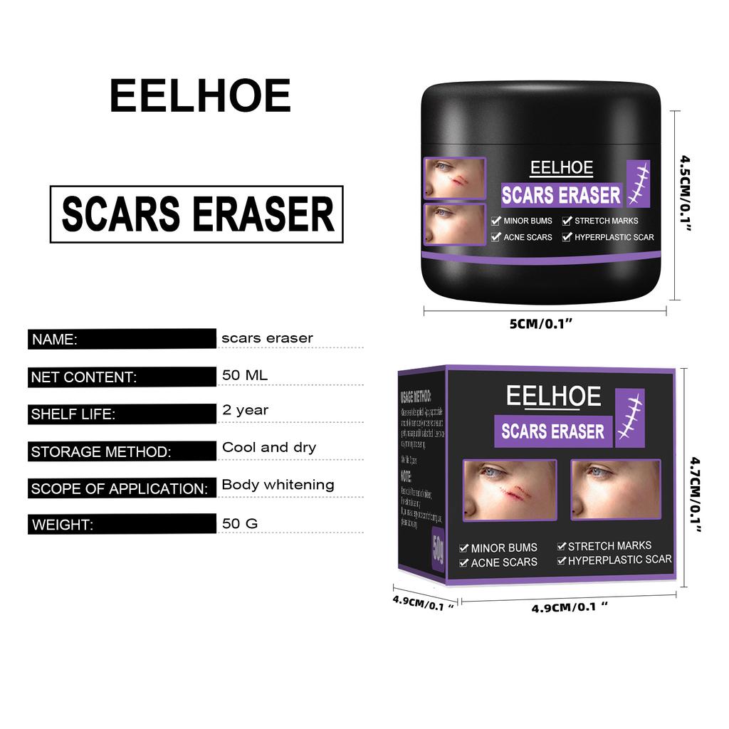 EELHOE Scar Removal Cream Gel Remove Acne Spots Treatment Stretch Marks Burn Surgical Scar Repair Cream Smoothing Whitening Skin Beauty 50g