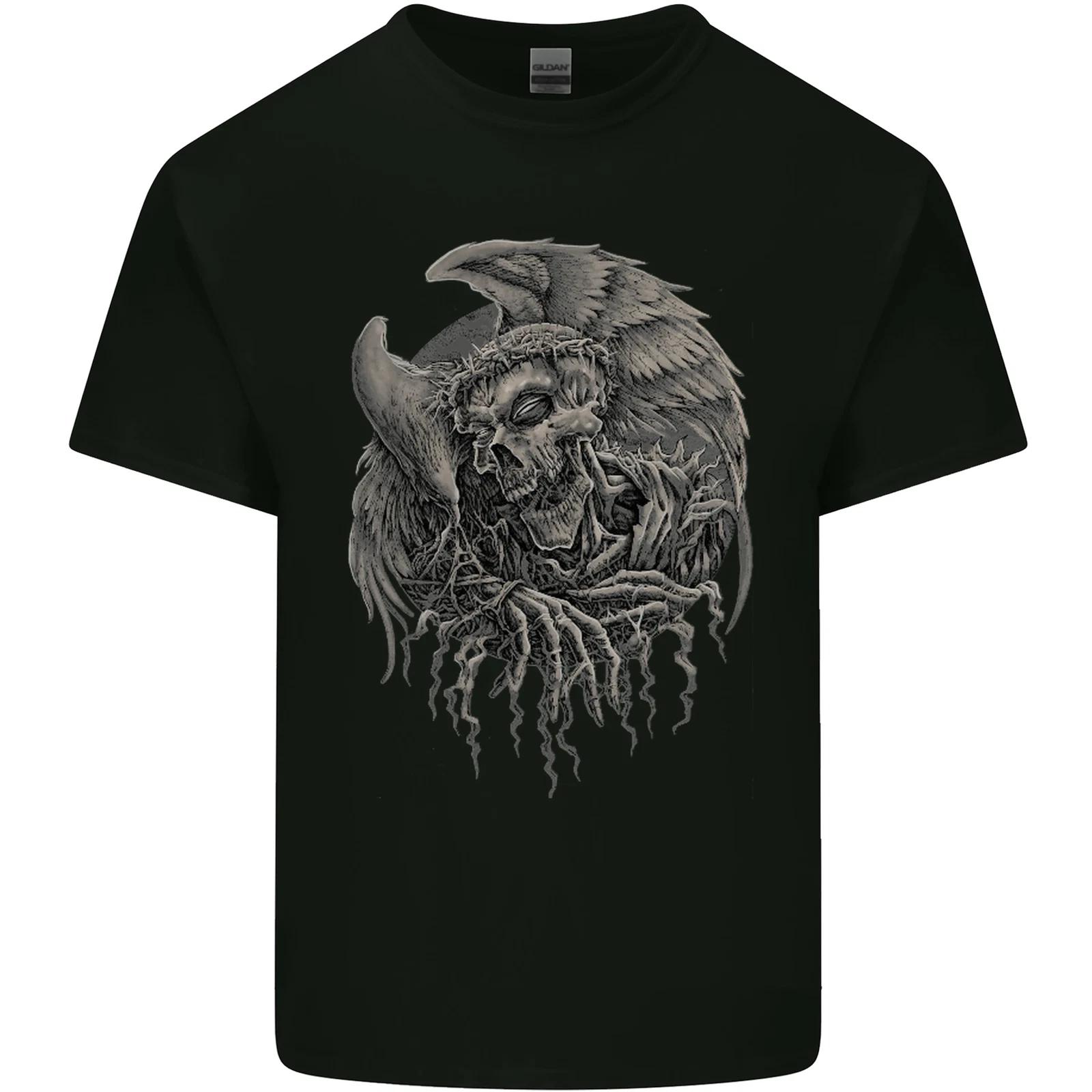 Angel Skull of Death Biker Motorbike Gothic Kids T-Shirt Childrens S