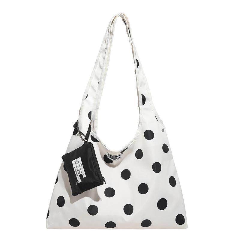 

2026Spring new polka dot double-sided crossbody bag, Korean style large-capacity lace-up shoulder bag, sweet and cool versatile білий