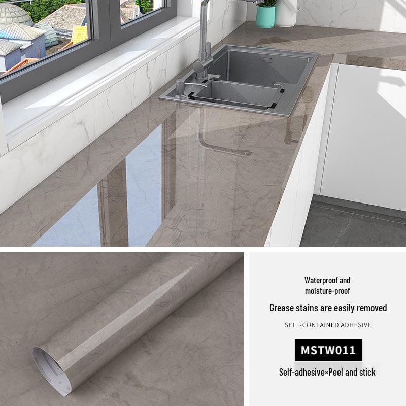Waterproof, Oil-Proof Marble Self-Adhesive Wallpaper for Bathroom, Kitchen, Living Room, and Toilet Renovation.