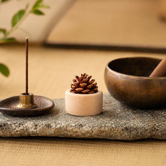 yangyizhi Wood Pinecone Passive Diffuser, Essential Oil Diffuser for Small Spaces, Aromatherapy Home Office Bedroom Car