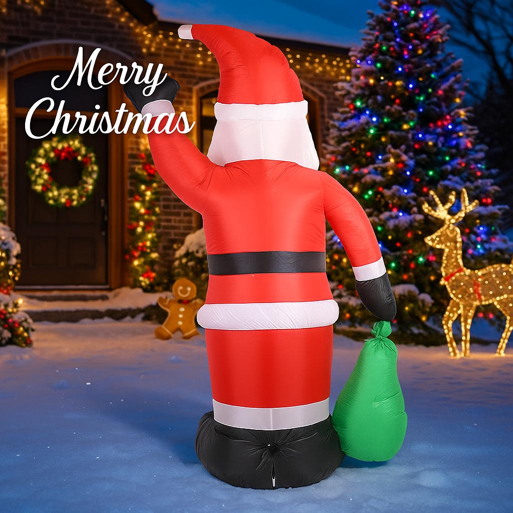 7.87FT LED Light Xmas Inflatable Santa Claus Gift Bag Toy Yard Party Decor Home Decor Supplies Ornaments Christmas Holiday Gift
