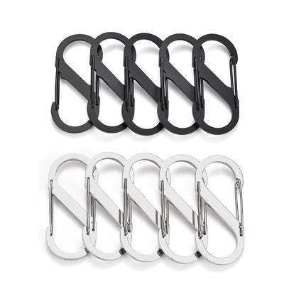 5 pezzi moschettone in acciaio inossidabile tipo S con serratura mini portachiavi gancio antifurto zaino da campeggio esterno fibbia strumento di blocco chiave