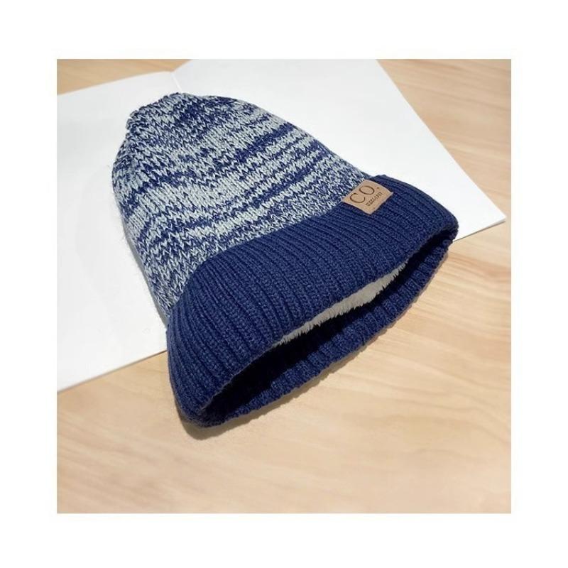 Cold Hat Letter Mark Men Korean Style Knitted Wool Hat Women Autumn and Winter Plus Velvet Thickened Ear Protection Head Hat