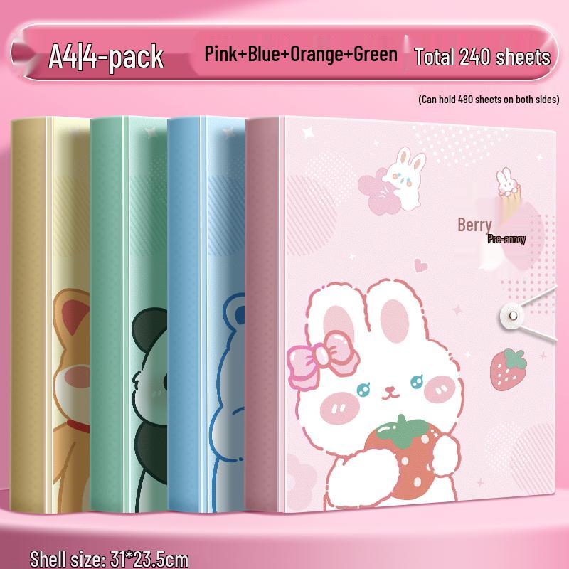 A4 Multi-Layer Transparent Document Folder with Loose-Leaf Inserts for Students