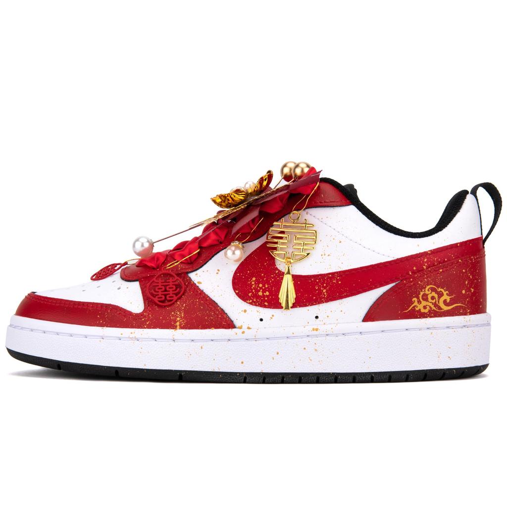 Nike Court Borough Low top Skateboard Shoes Women's Gold Red BQ5448-115(Team18-SBOX)