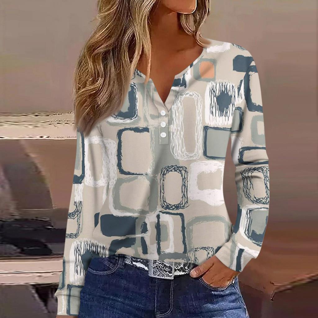 T-skjorte for kvinner T-skjorte med lange ermer Daglig helgmote Basic V-hals vanlig topp