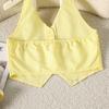 Girls' Fashionable Outfit - Spring/Autumn Children's Casual V-neck Collarless Sleeveless Long Pants Set