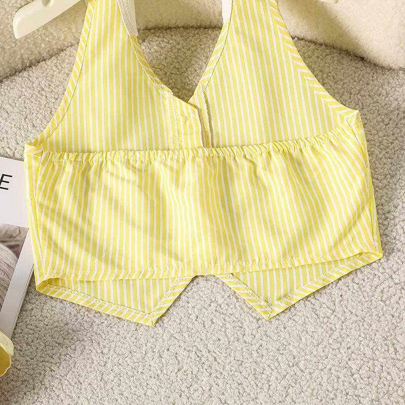Girls' Fashionable Outfit - Spring/Autumn Children's Casual V-neck Collarless Sleeveless Long Pants Set