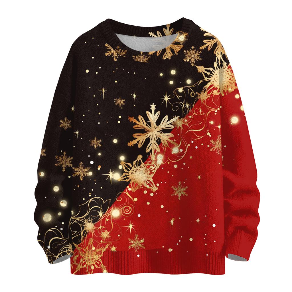 Women's Casual Long Sleeve Woolen Christmas Sweatshirt Fall  Vacation Long Sleeve Pullover