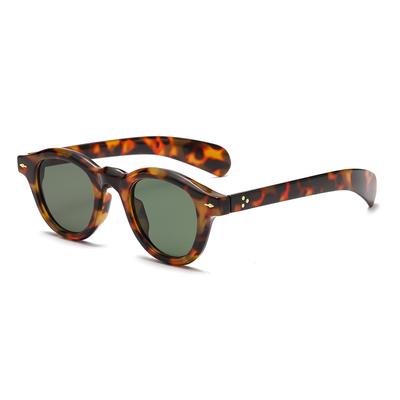 Fashion Oval Leopard Print Sun Glasses Vintage Concave Style Versatile Sunglasses for Men Women