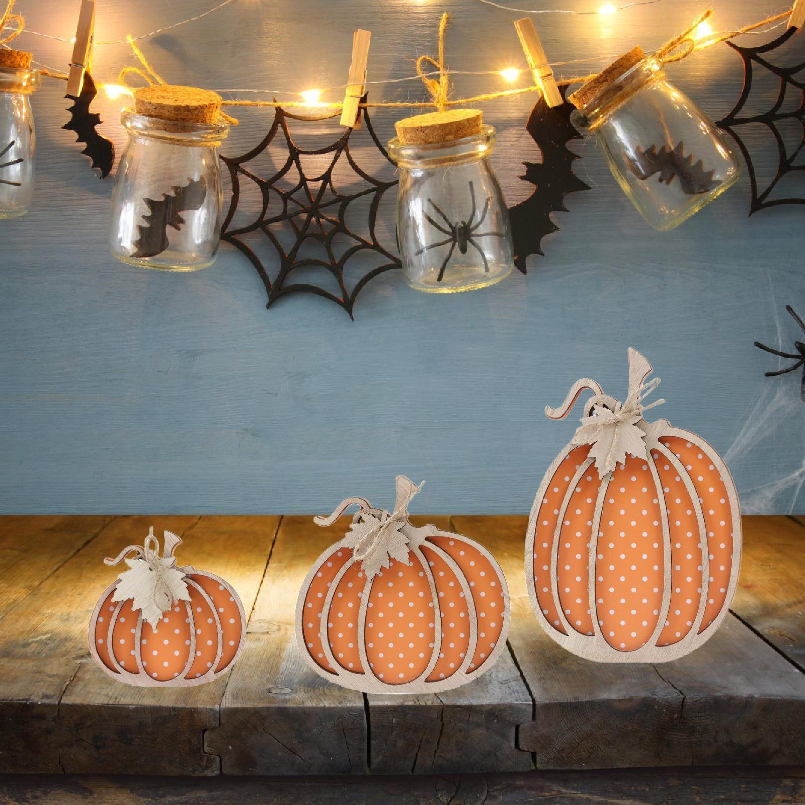

3 шт. Деревянные тыквенные таблички, Осенние украшения, Центральные элементы, Наружные таблички, Осенний декор для полки