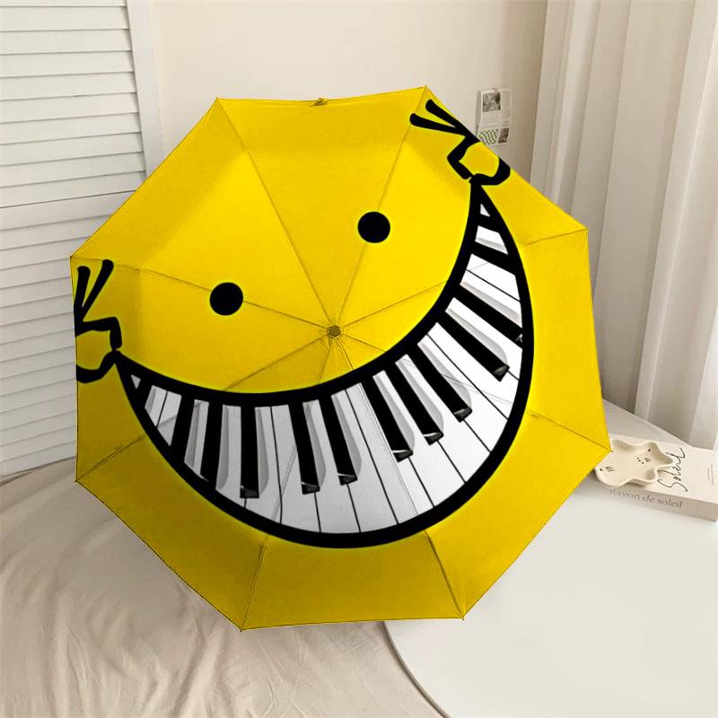 

1PC smile piano Umbrella-8-Rib Reinforced, Automatic Open, Lightweight & Durable, Cute Fashion Accessory for Outdoor-W121