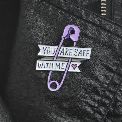 You Are Safe With Me Safety Pin Brooches Hard Enamel Lapel Pins Backpack Jackets Bags Accessories for Men Women