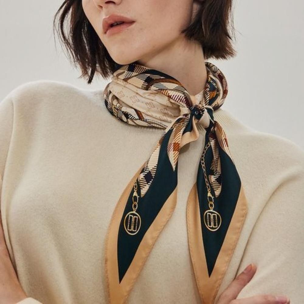 Daks Dark Green Dd Pattern Diamond Silk Scarf Dcsc5e830e3 Single option