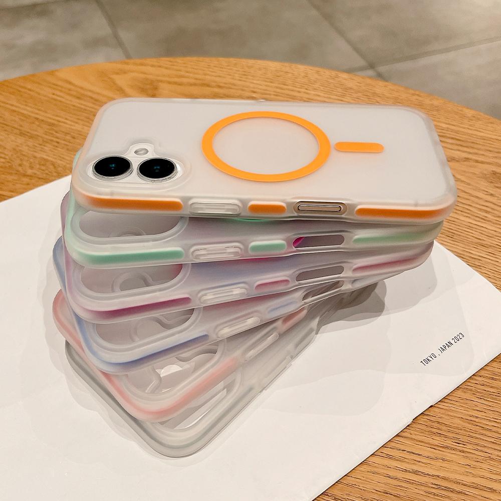 Translucent Matte Magnetic Phone Case for iPhone 16 15 14 13 Pro Max Wireless Charge Soft Shockproof Cover