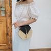 Trendy Woven Hexagonal Shoulder Crossbody Bag – Solid Color with Tassel Chain