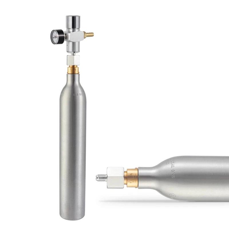 Bombola di CO2 da 0,6 L(vuoto) con Regolatore di CO2 Portatile, Kit Bombola di CO2 in Alluminio per Homebrewing per Birra Gassata, Acqua Frizzante Fai-da-Te