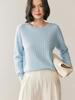 Women's Versatile Long Sleeve Cashmere Sweater – Loose, Slimming, Thick Cable Knit Base Layer Top