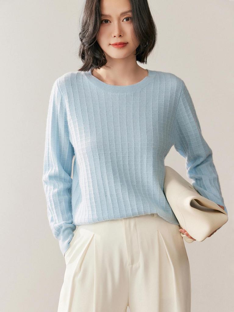 Women's Versatile Long Sleeve Cashmere Sweater – Loose, Slimming, Thick Cable Knit Base Layer Top