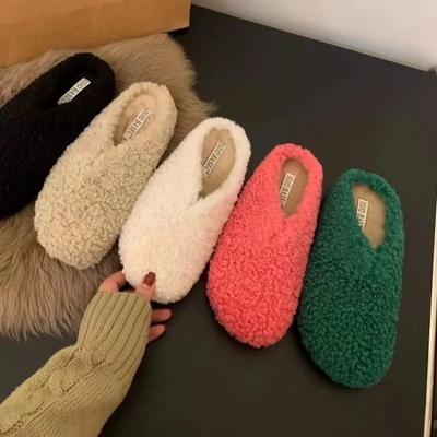 Women Fluffy Slippers Soft Comfort Home Slides Non-Slip Flat Slippers Winter Warm Women Cotton Slippers Zapatillas De Casa Mujer