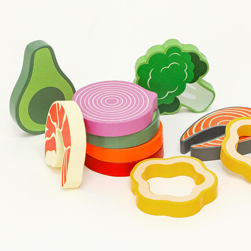 Wooden Salad Making Game Set - Children's Kitchen Role-Playing Toy Encourages Healthy Eating Awareness Suitable As A Gift