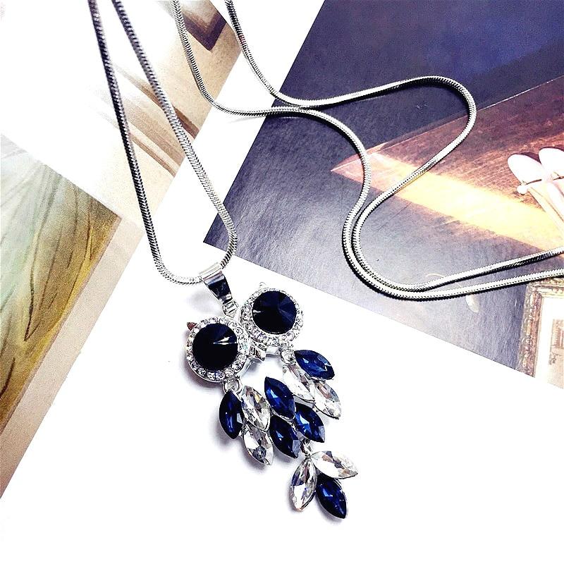 

Простая Минималистичная Синяя Стразы Сова Длинный Кулон Ожерелье Женские Бижутерия Стильные Модные Украшения Ожерелья Кулоны Простое Кулон Ожерелье